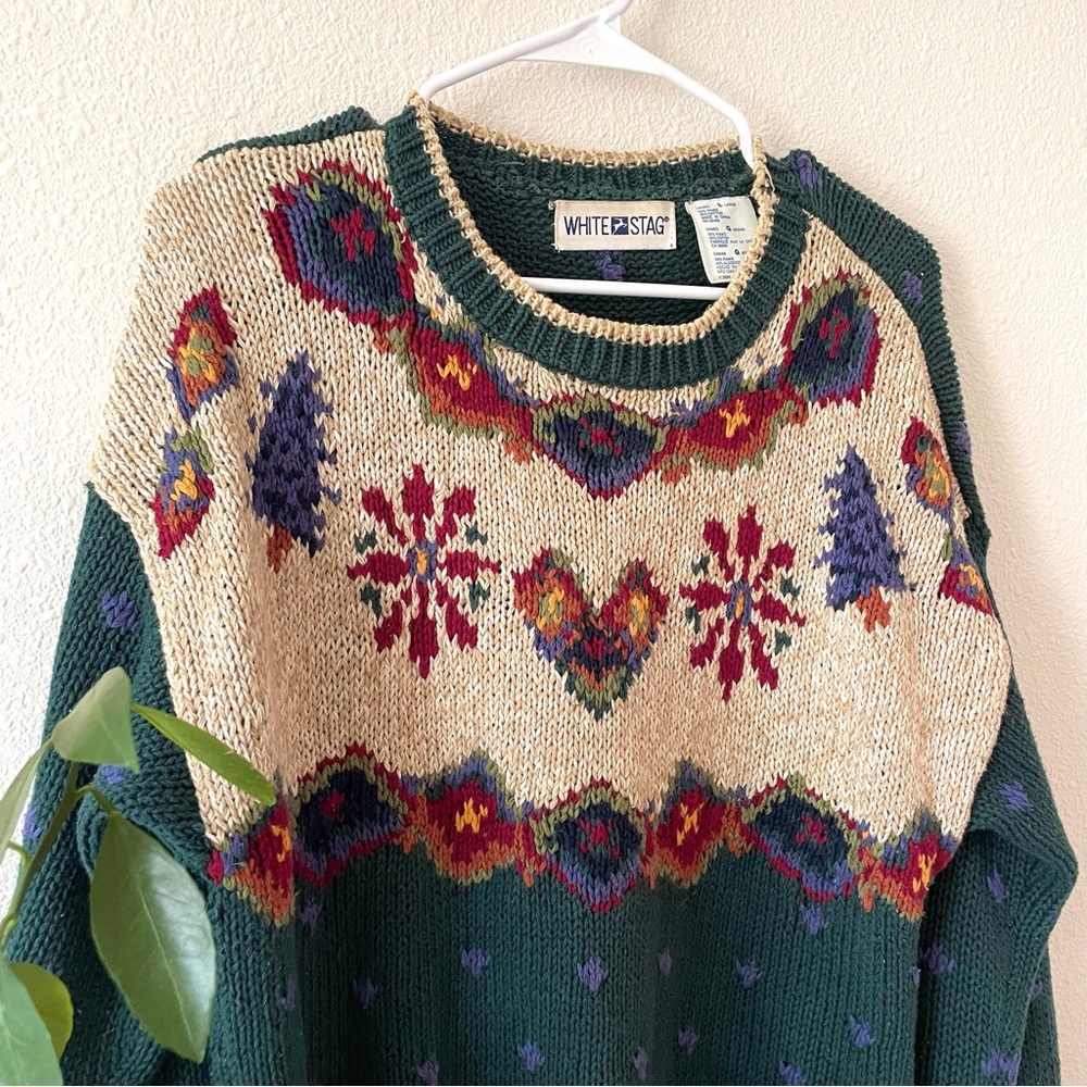 #truevintage soft cotton white stag cottagecore sweater